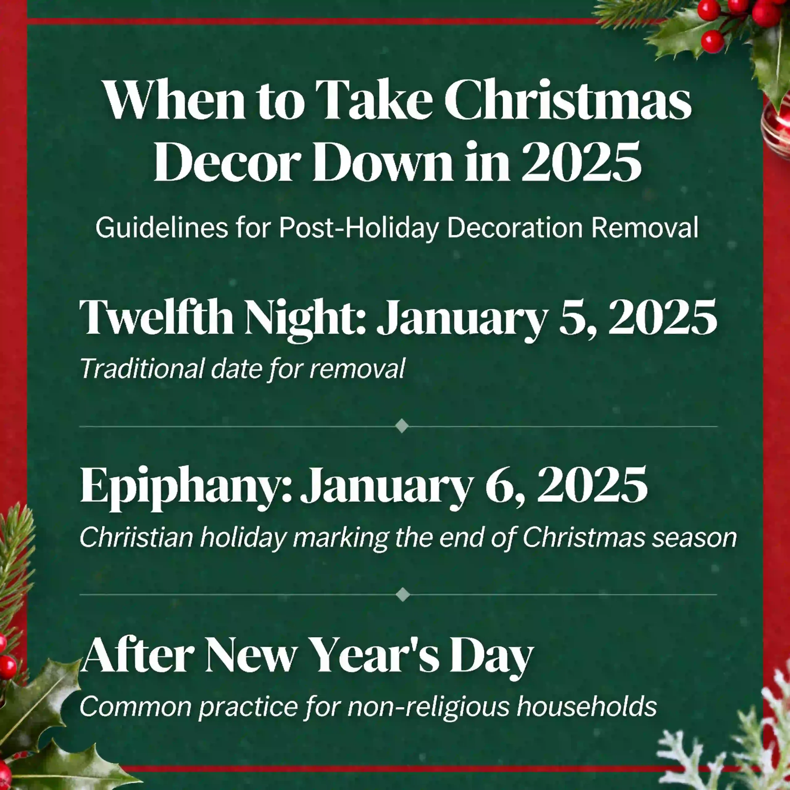 When to take Christmas decor down in 2025?