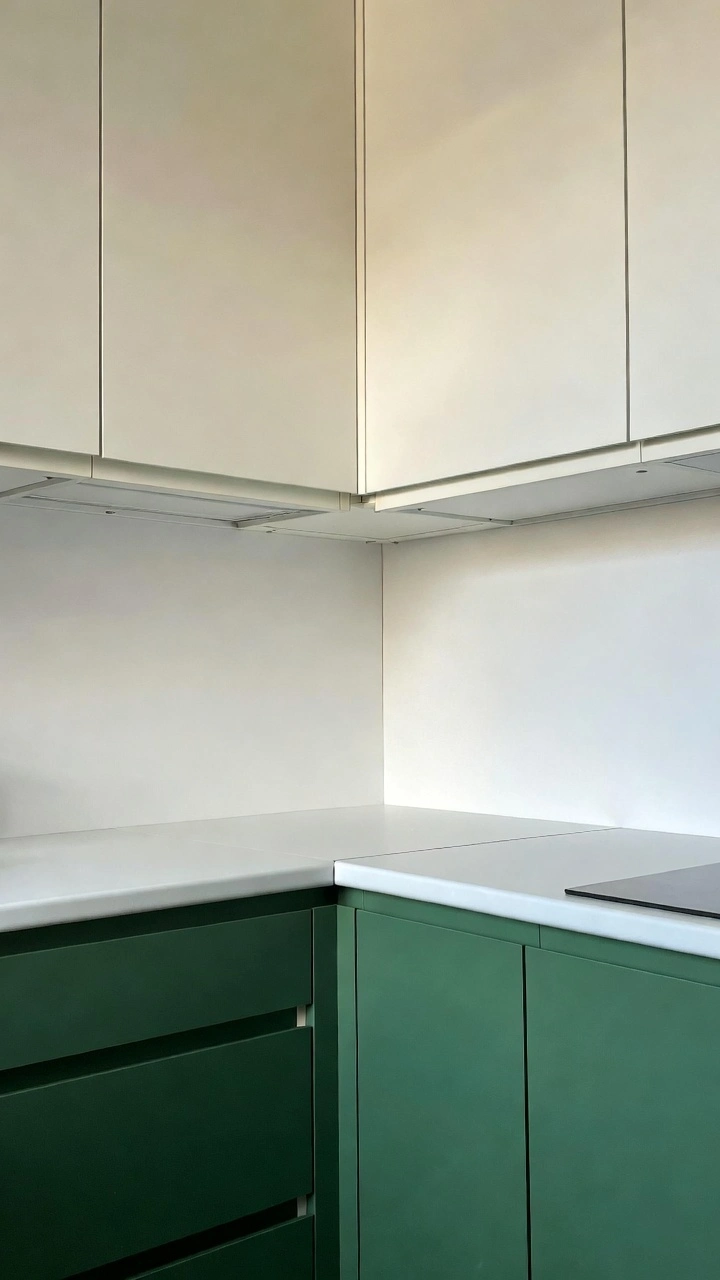 Two-Tone Design With Dark Green Lower Cabinets