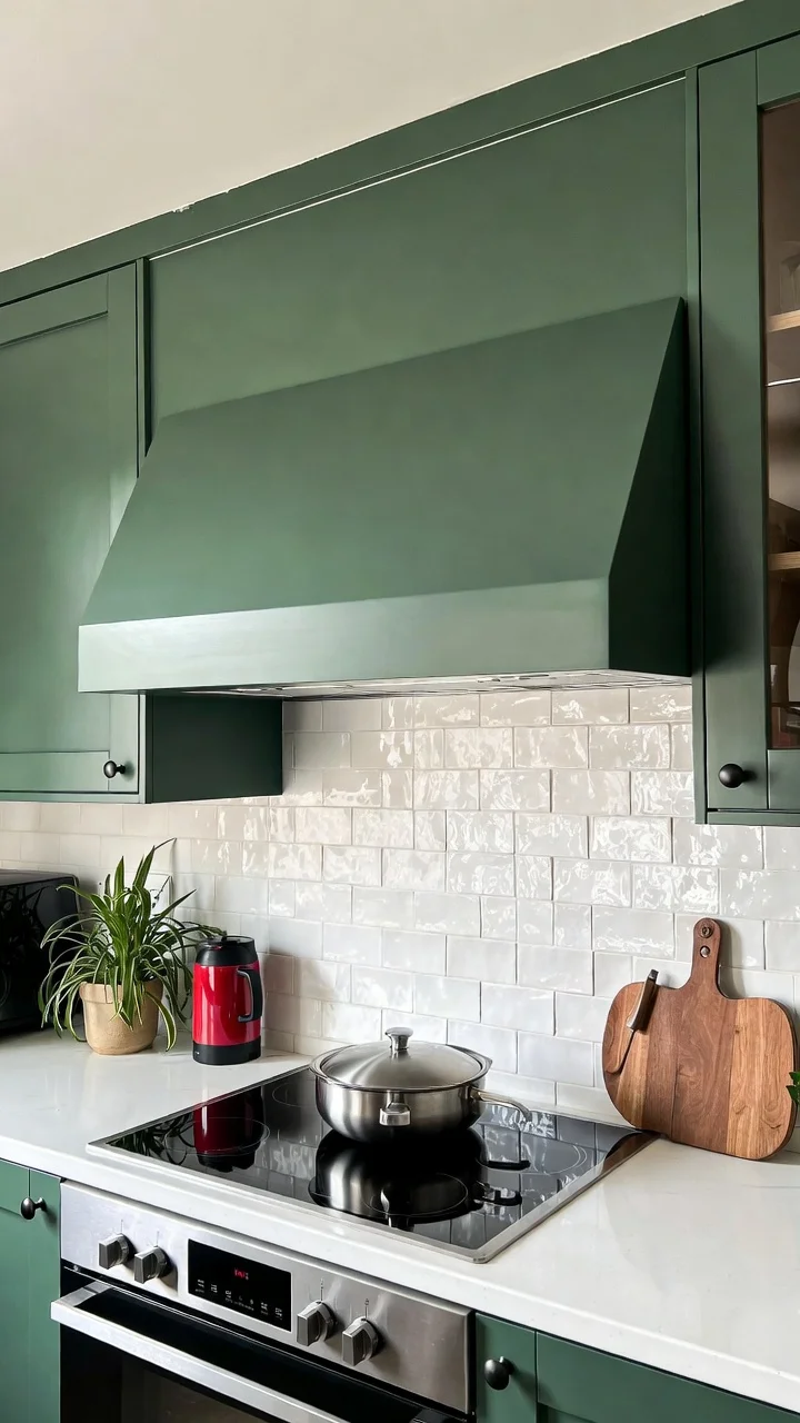  Statement Green Range Hood Kitchen