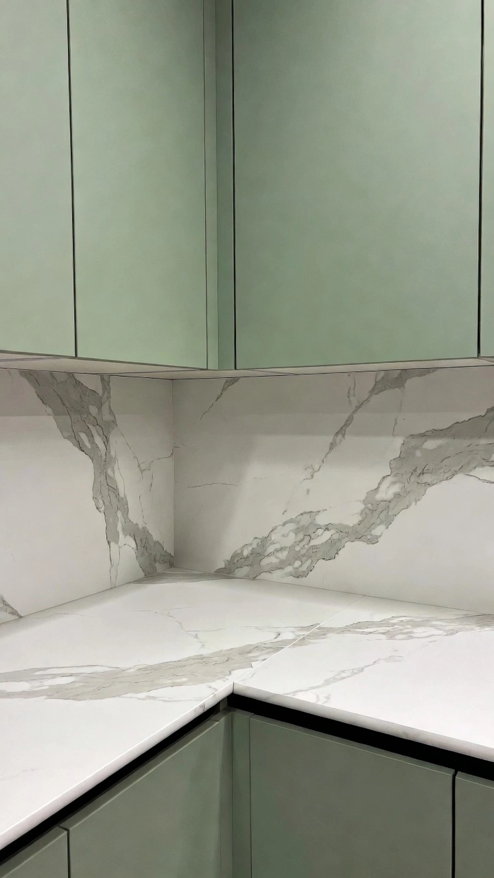  Sage Green Meets Marble-Effect Laminate